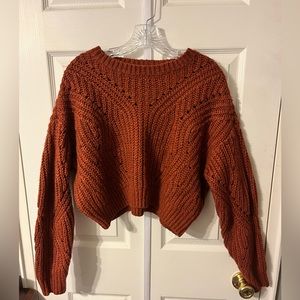 Large orange Kendall and Kylie cropped sweater